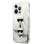 Karl Lagerfeld Liquid Glitter dėklas iPhone 13 Pro Max – sidabrinis
