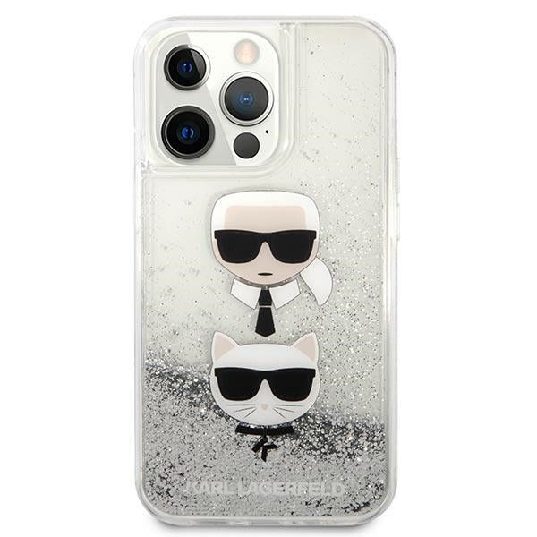 Karl Lagerfeld Liquid Glitter dėklas iPhone 13 Pro Max – sidabrinis