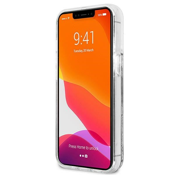 Karl Lagerfeld Liquid Glitter dėklas iPhone 13 Pro Max – sidabrinis