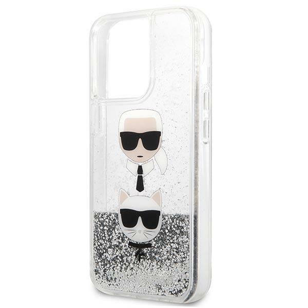 Karl Lagerfeld Liquid Glitter dėklas iPhone 13 Pro Max – sidabrinis