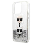 Karl Lagerfeld Liquid Glitter dėklas iPhone 13 Pro Max – sidabrinis