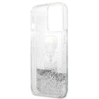 Karl Lagerfeld Liquid Glitter dėklas iPhone 13 Pro Max – sidabrinis