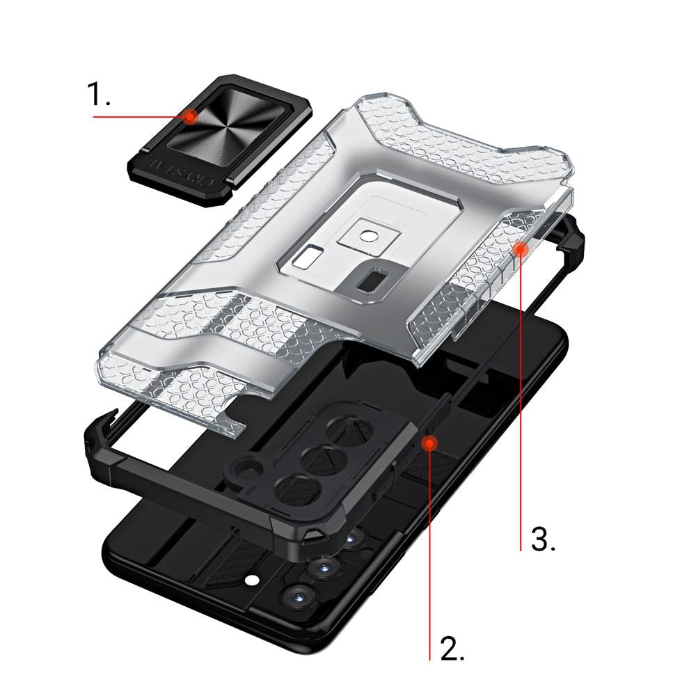 Tvirtas dėklas su žiedu Samsung Galaxy S22/S22+ – raudonas -- Samsung Galaxy S22+