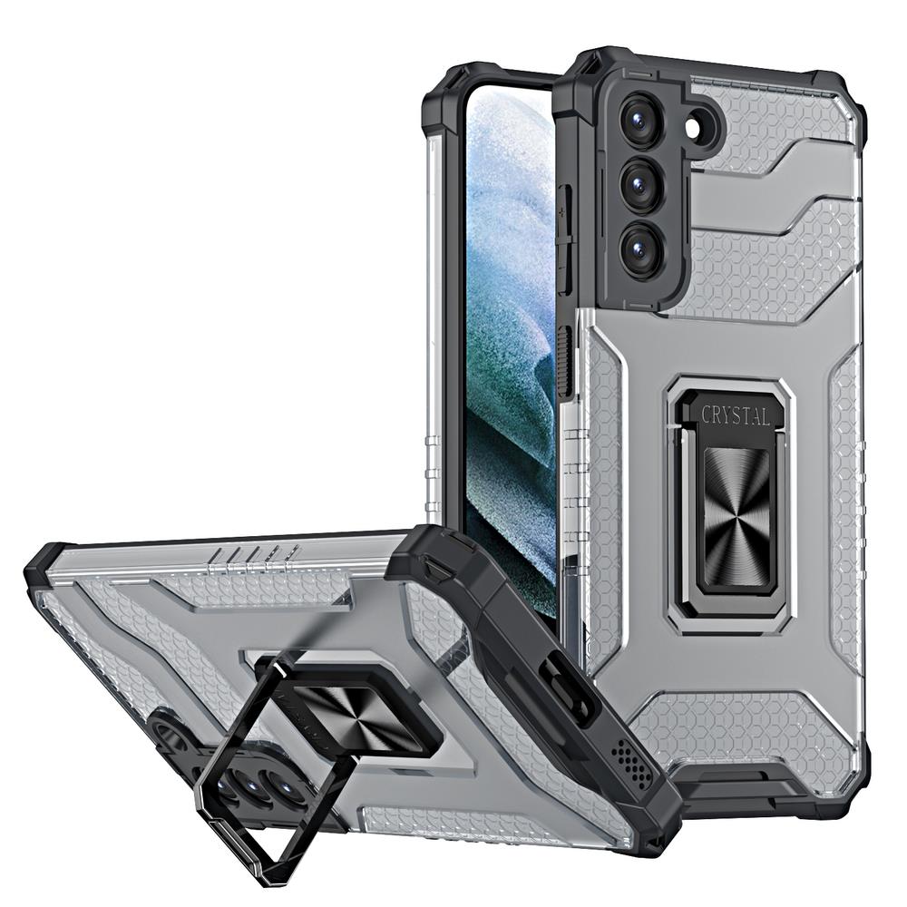 Apsauginis dėklas Crystal Ring Samsung Galaxy S22/S22+ – juodas -- Samsung Galaxy S22+