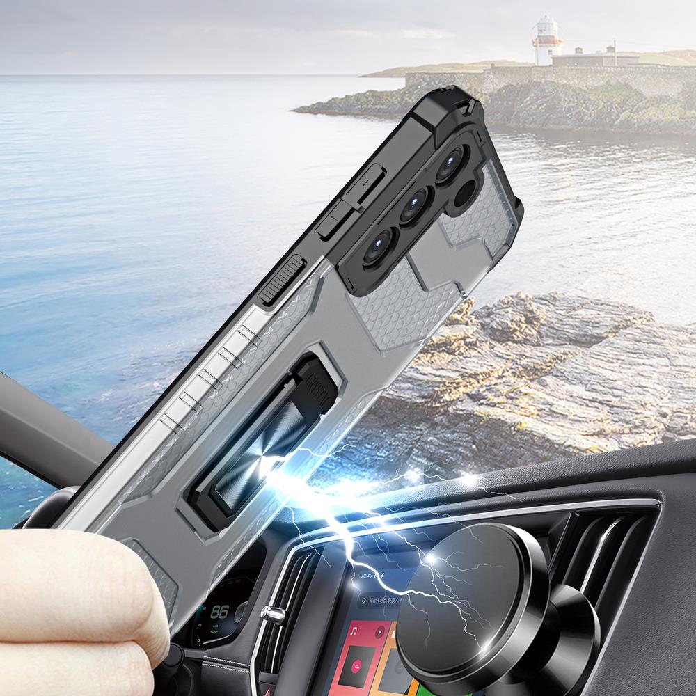 Apsauginis dėklas Crystal Ring Samsung Galaxy S22/S22+ – juodas