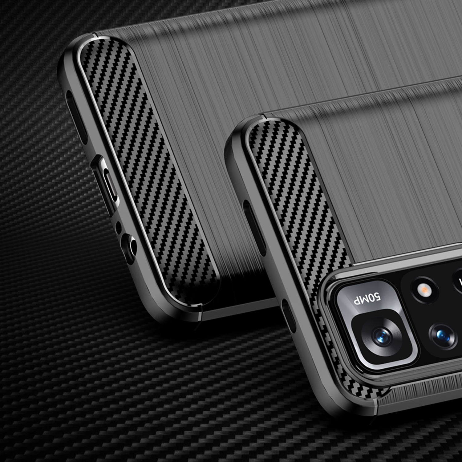 Carbon Case TPU dėklas Xiaomi Redmi Note 11 – juodas -- Xiaomi Redmi Note 11