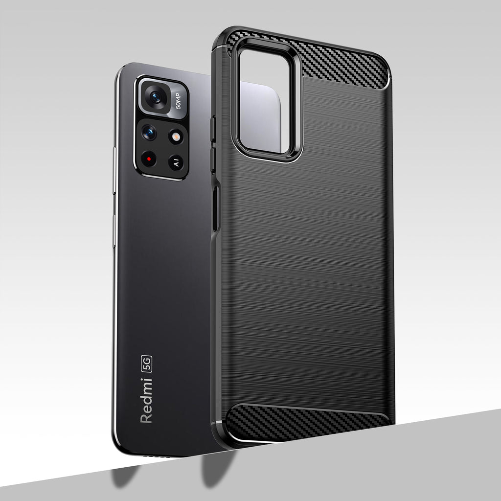 Carbon Case TPU dėklas Xiaomi Redmi Note 11 – juodas -- Xiaomi Redmi Note 11