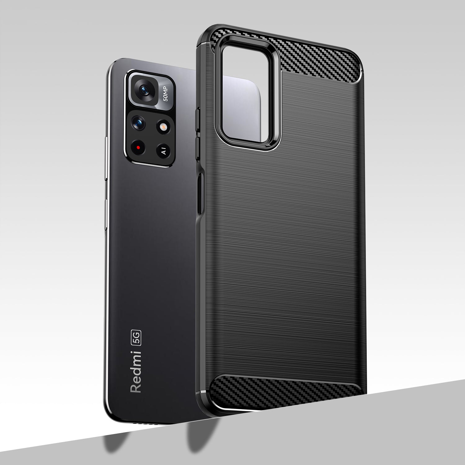 Carbon Case TPU dėklas Xiaomi Redmi Note 11 – juodas -- Xiaomi Redmi Note 11