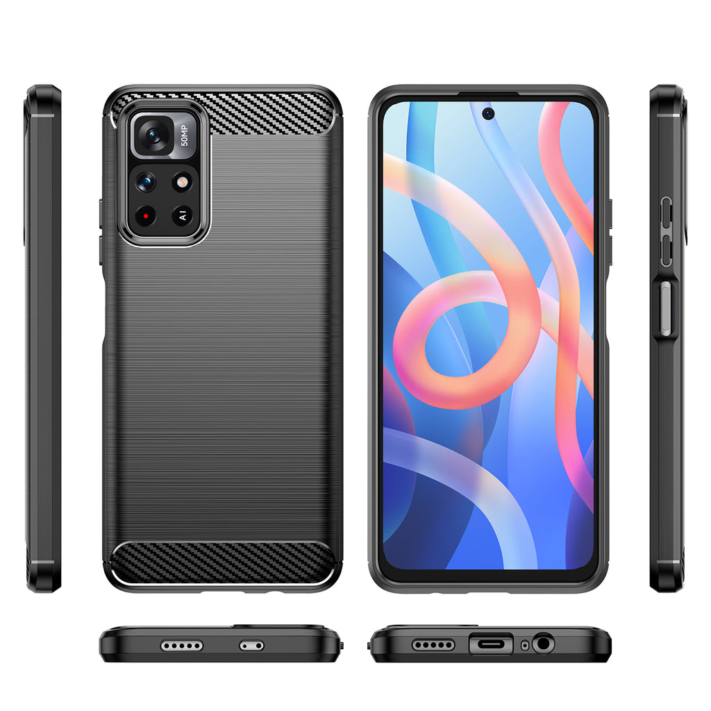 Carbon Case TPU dėklas Xiaomi Redmi Note 11 – juodas -- Xiaomi Redmi Note 11