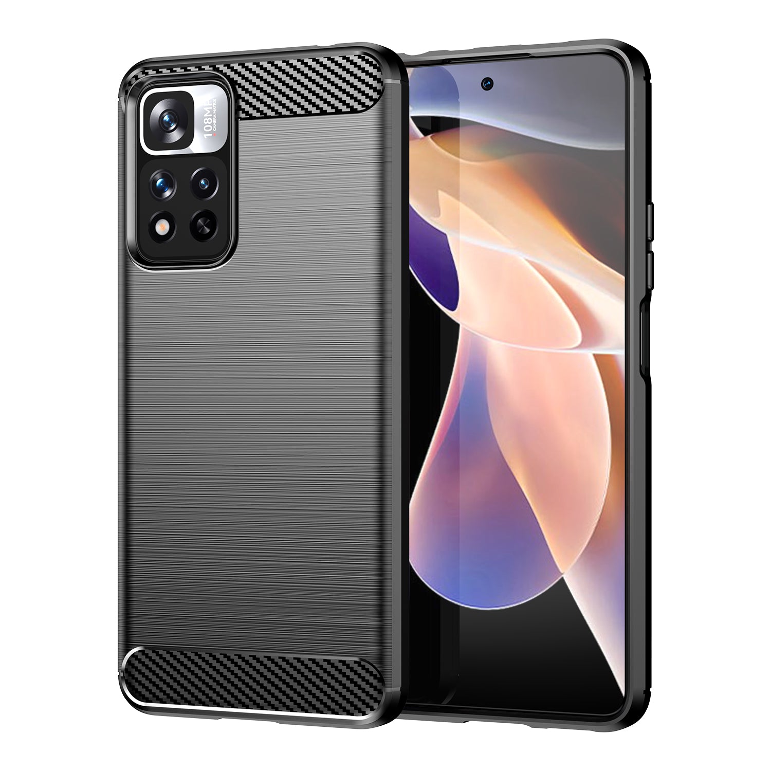 Carbon Case TPU dėklas Xiaomi Redmi Note 11 Pro 5G / Poco X4 NFC – juodas -- Xiaomi Mi 11i HyperCharge