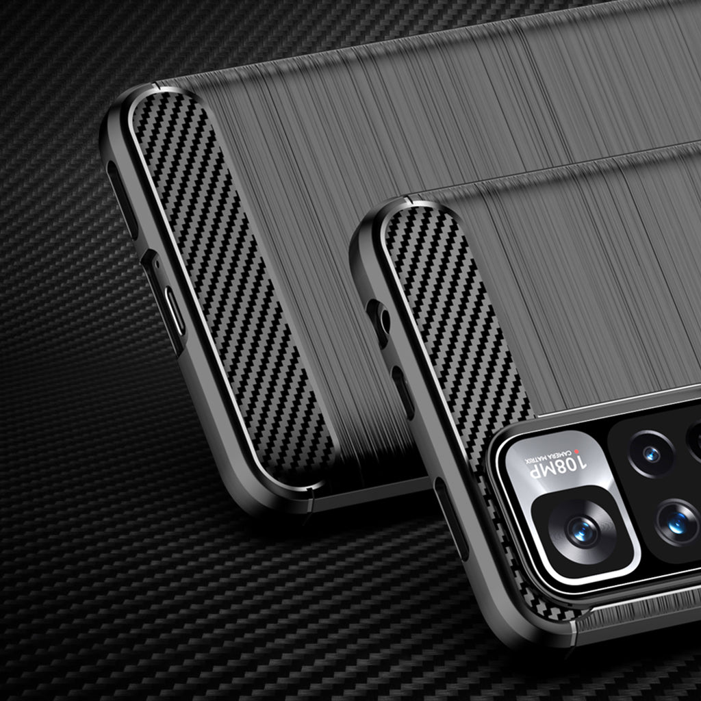 Carbon Case TPU dėklas Xiaomi Redmi Note 11 Pro 5G / Poco X4 NFC – juodas -- Xiaomi Mi 11i HyperCharge