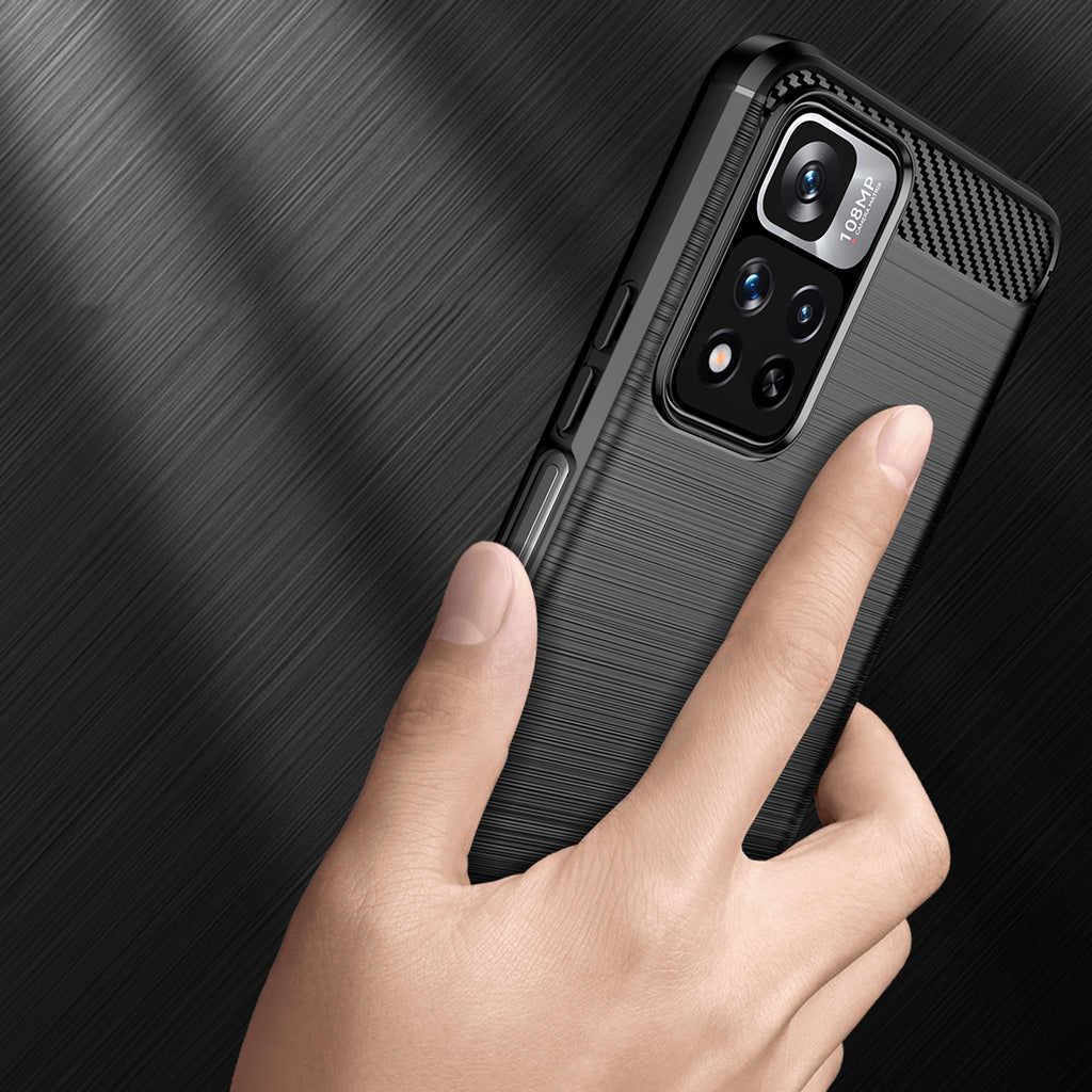 Carbon Case TPU dėklas Xiaomi Redmi Note 11 Pro 5G / Poco X4 NFC – juodas -- Xiaomi Mi 11i HyperCharge