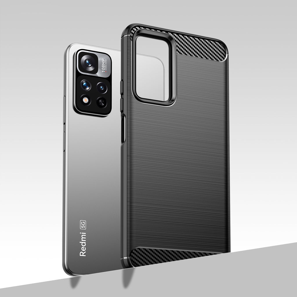 Carbon Case TPU dėklas Xiaomi Redmi Note 11 Pro 5G / Poco X4 NFC – juodas -- Xiaomi Mi 11i HyperCharge