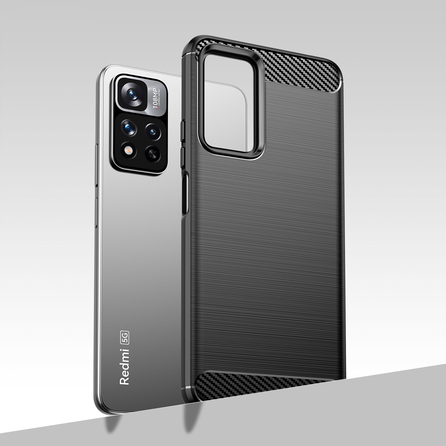Carbon Case TPU dėklas Xiaomi Redmi Note 11 Pro 5G / Poco X4 NFC – juodas -- Xiaomi Mi 11i HyperCharge