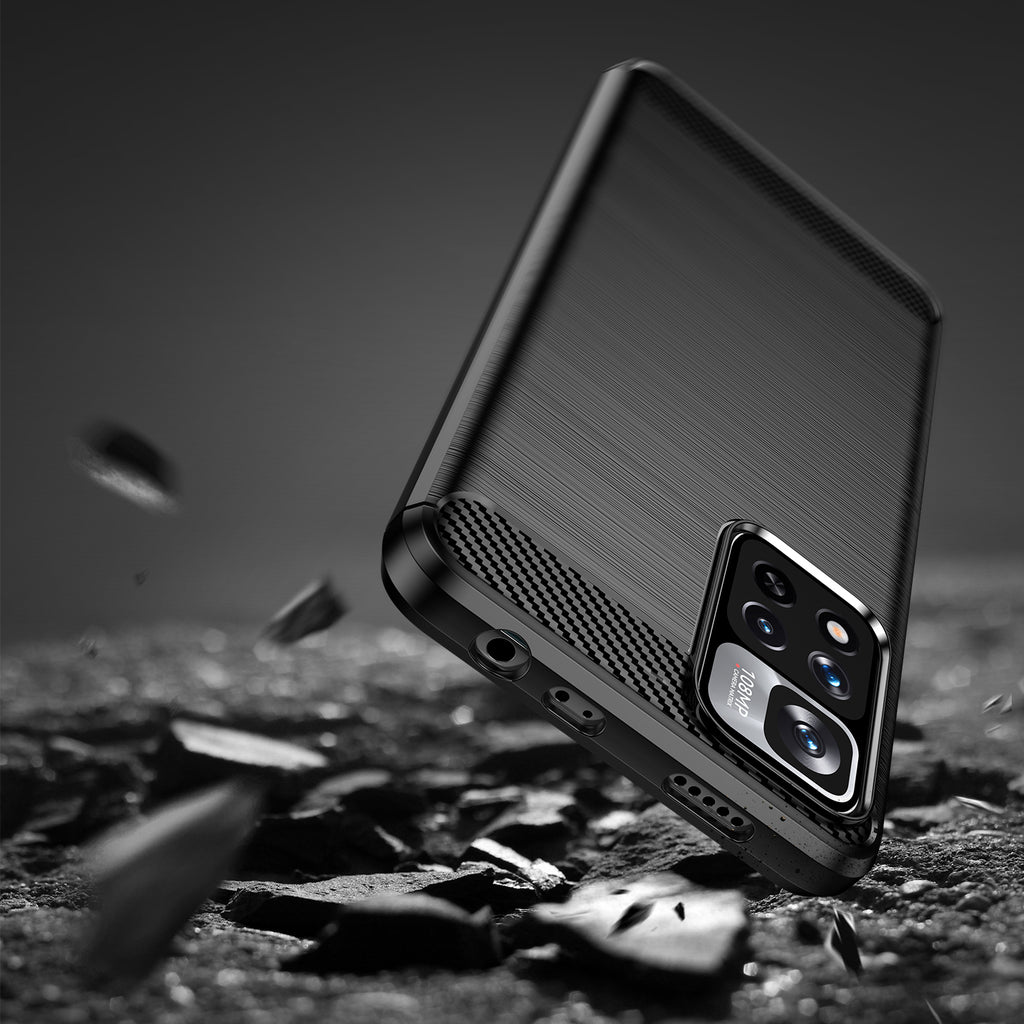 Carbon Case TPU dėklas Xiaomi Redmi Note 11 Pro 5G / Poco X4 NFC – juodas -- Xiaomi Mi 11i HyperCharge