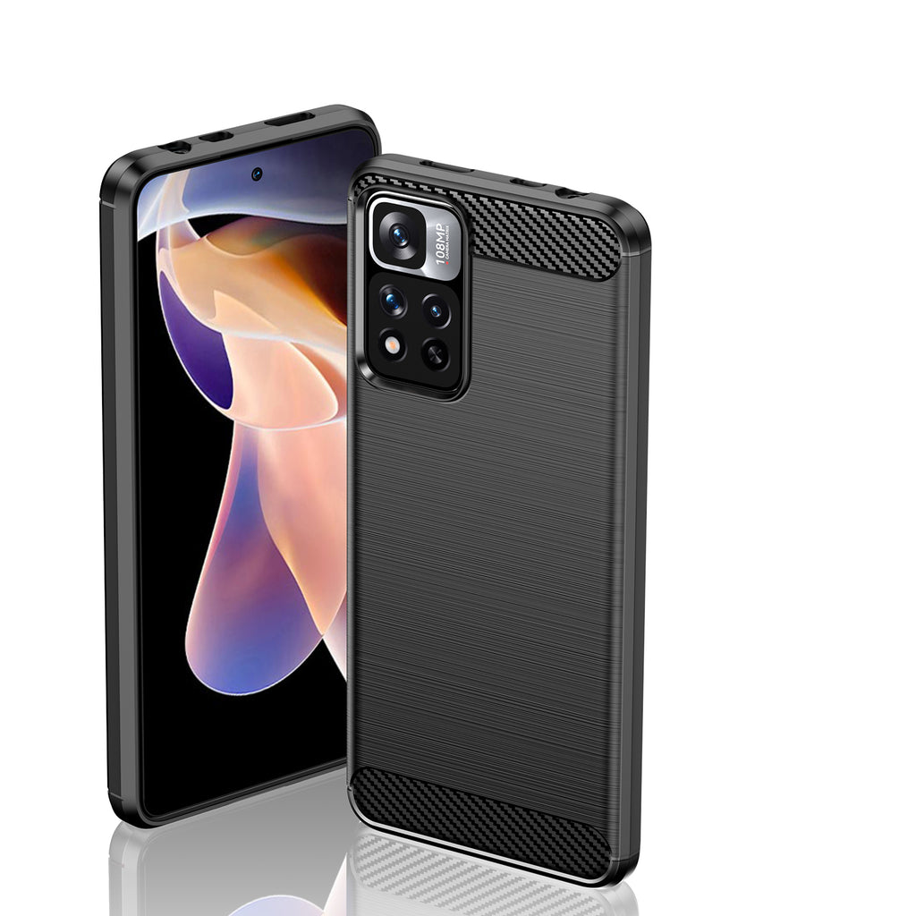 Carbon Case TPU dėklas Xiaomi Redmi Note 11 Pro 5G / Poco X4 NFC – juodas -- Xiaomi Mi 11i HyperCharge