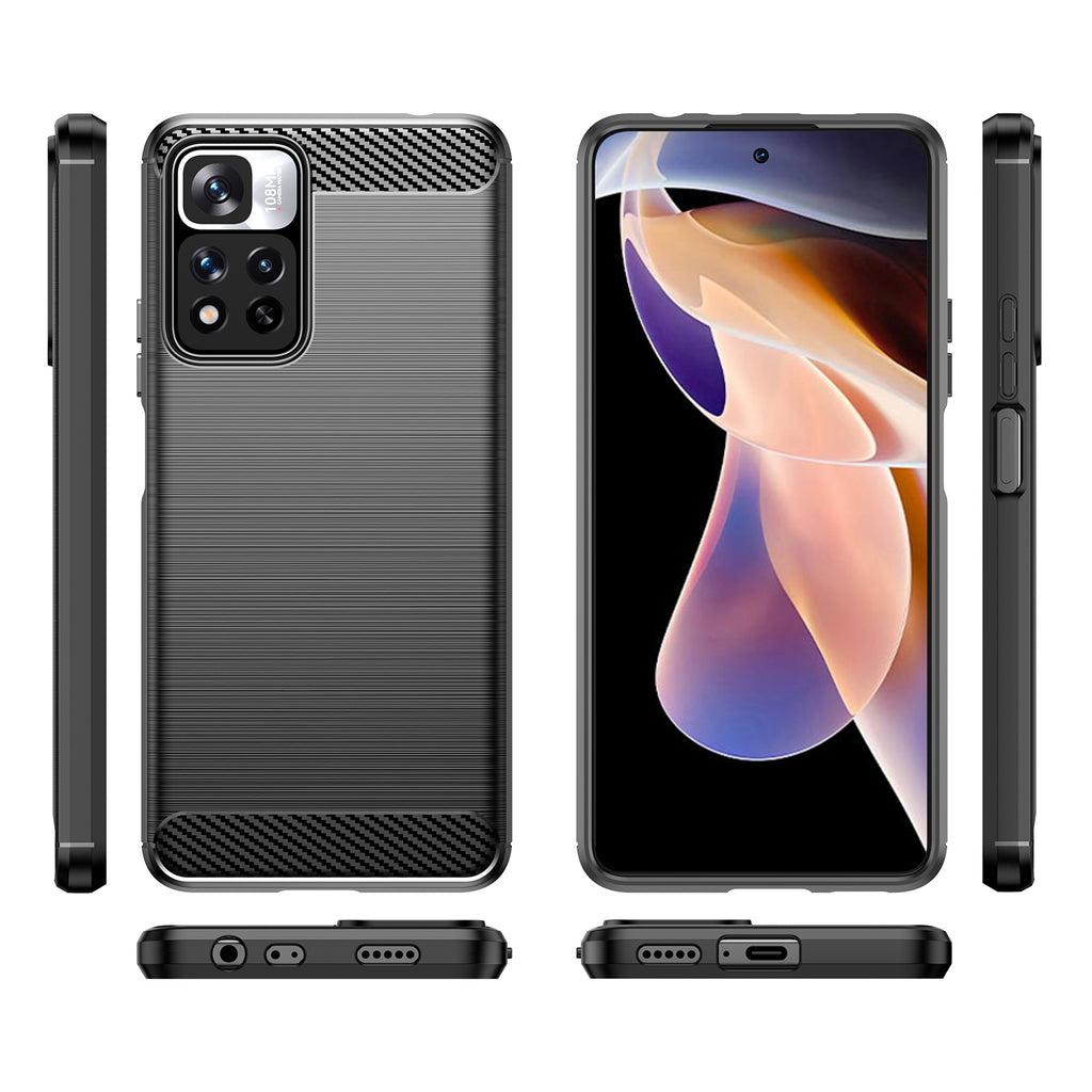 Carbon Case TPU dėklas Xiaomi Redmi Note 11 Pro 5G / Poco X4 NFC – juodas -- Xiaomi Mi 11i HyperCharge