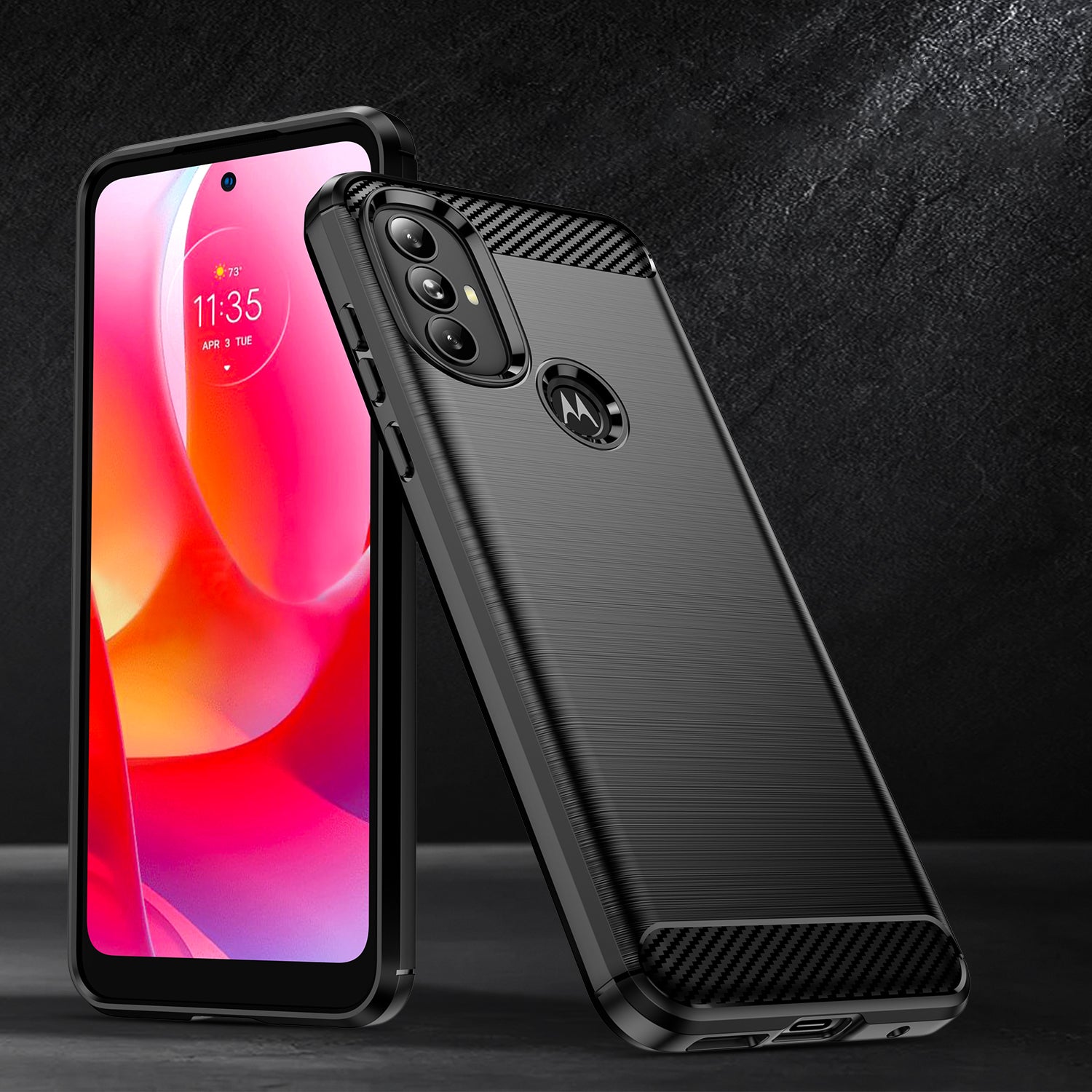 Carbon Case Flexible dėklo dangtelis Motorola Moto G Power 2022 juodas -- Cell phone cases and covers