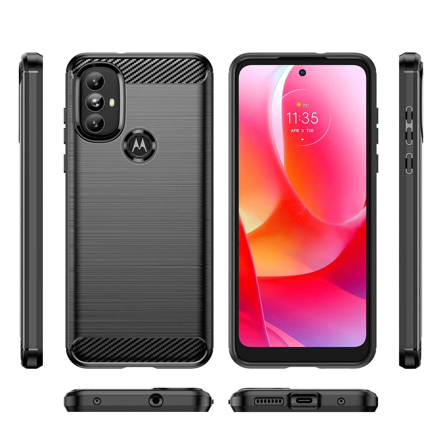 Carbon Case Flexible dėklo dangtelis Motorola Moto G Power 2022 juodas -- Cell phone cases and covers