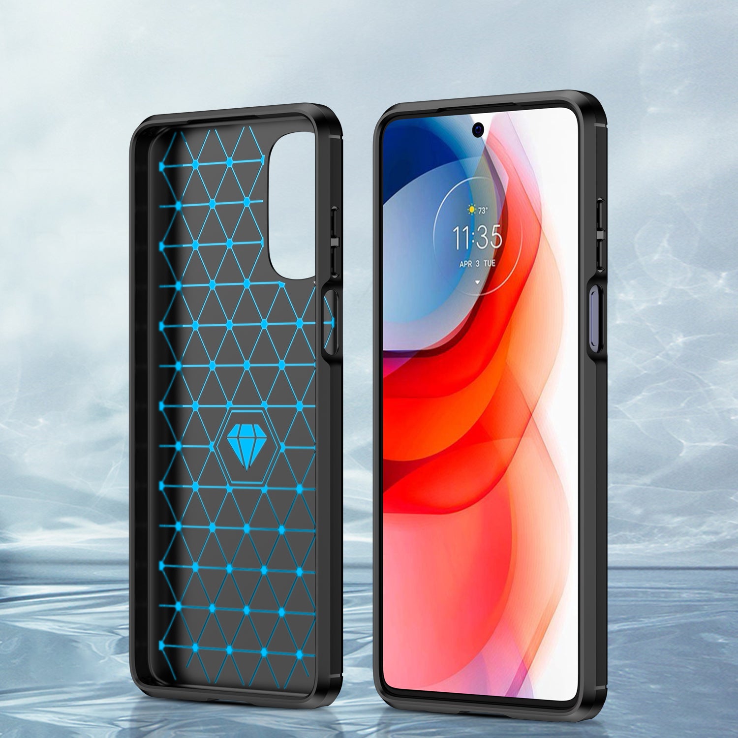 Carbon Case lankstus dangtelis, skirtas Motorola Moto G Stylus 2022 juodas -- Cell phone cases and covers