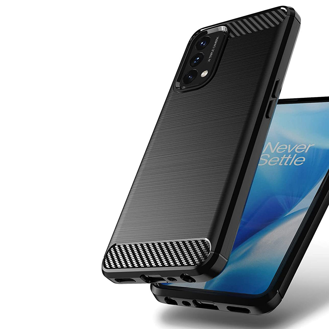 Carbon Case TPU dėklas OnePlus Nord N200 5G – juodas -- OnePlus Nord N200
