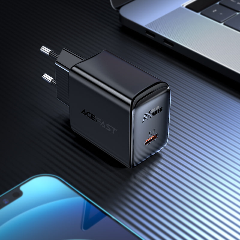 Acefast GaN USB Type-C 30W įkroviklis, PD, QC 3.0, AFC, FCP, baltas (A21 baltas)