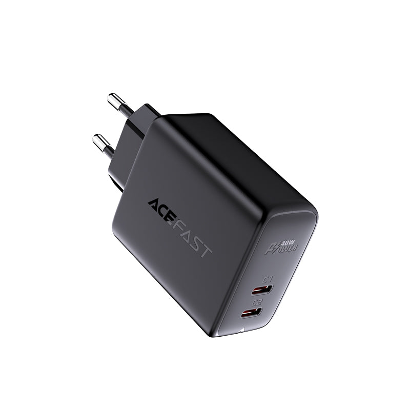 Acefast 2x USB Type-C 40W įkroviklis, PPS, PD, QC 3.0, AFC, FCP, juodas (A9 juodas)