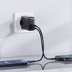 Acefast sieninis įkroviklis USB Type-C / USB 32W, PPS, PD, QC 3.0, AFC, FCP, juodas (A5 juodas)