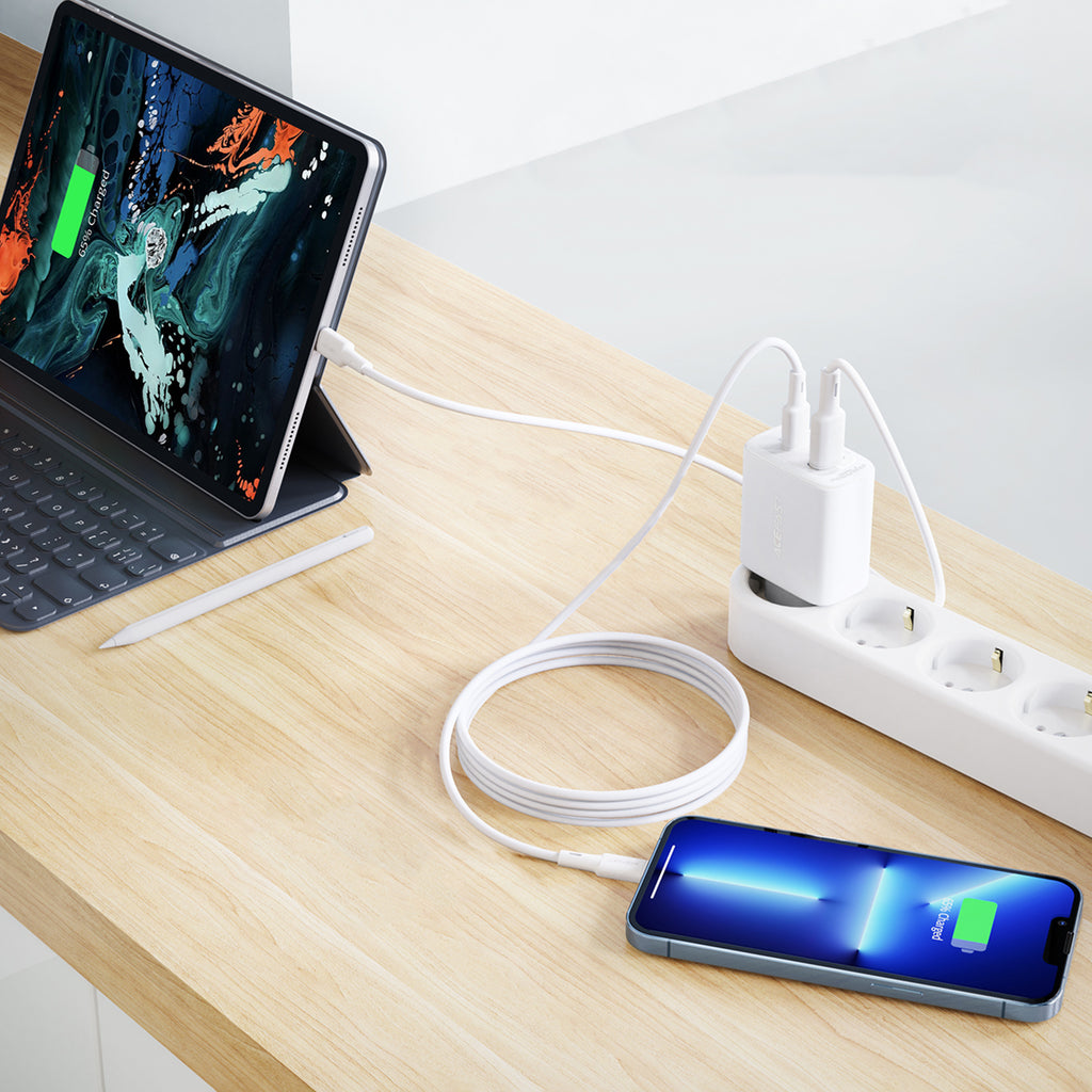 Acefast sieninis įkroviklis USB Type-C / USB 20W, PPS, PD, QC 3.0, AFC, FCP, baltas (A25 baltas)