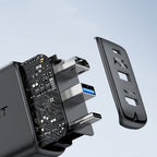 Acefast 2-in-1 GaN 65W įkroviklis USB Type-C / USB, HDMI 4K 60Hz adapteris (rinkinys su laidu), juodas (A17 juodas)