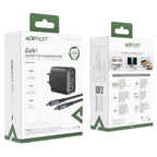 Acefast 2-in-1 GaN 65W įkroviklis USB Type-C / USB, HDMI 4K 60Hz adapteris (rinkinys su laidu), juodas (A17 juodas)
