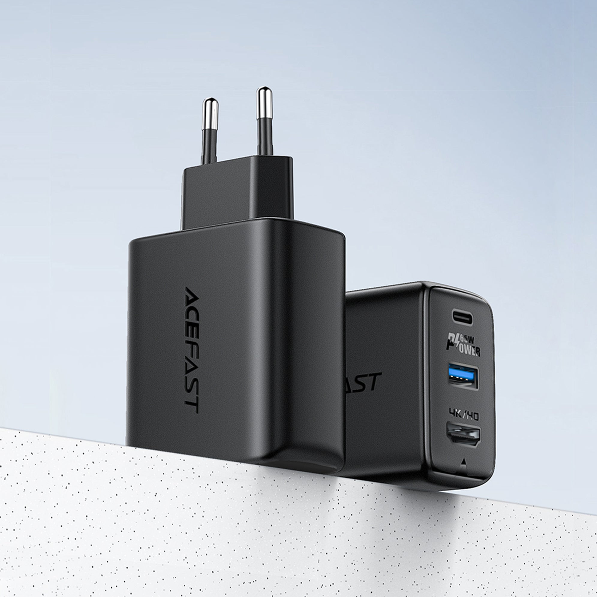 Acefast 2-in-1 GaN 65W įkroviklis USB Type-C / USB, HDMI 4K 60Hz adapteris (rinkinys su laidu), juodas (A17 juodas)