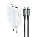 Acefast 2-in-1 GaN 65W įkroviklis USB Type-C / USB, HDMI 4K @ 60Hz adapteris (rinkinys su laidu), baltas (A17 baltas)