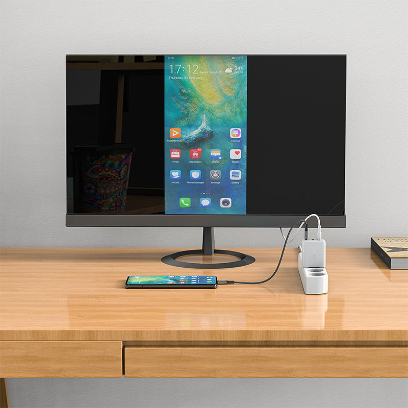 Acefast 2-in-1 GaN 65W įkroviklis USB Type-C / USB, HDMI 4K @ 60Hz adapteris (rinkinys su laidu), baltas (A17 baltas)