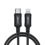 Acefast C4-01 laidas Lightning - USB-C PD 30W 3A 480Mb/s 1.8m - juodas