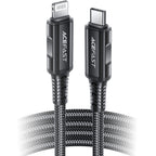Acefast C4-01 laidas Lightning - USB-C PD 30W 3A 480Mb/s 1.8m - juodas