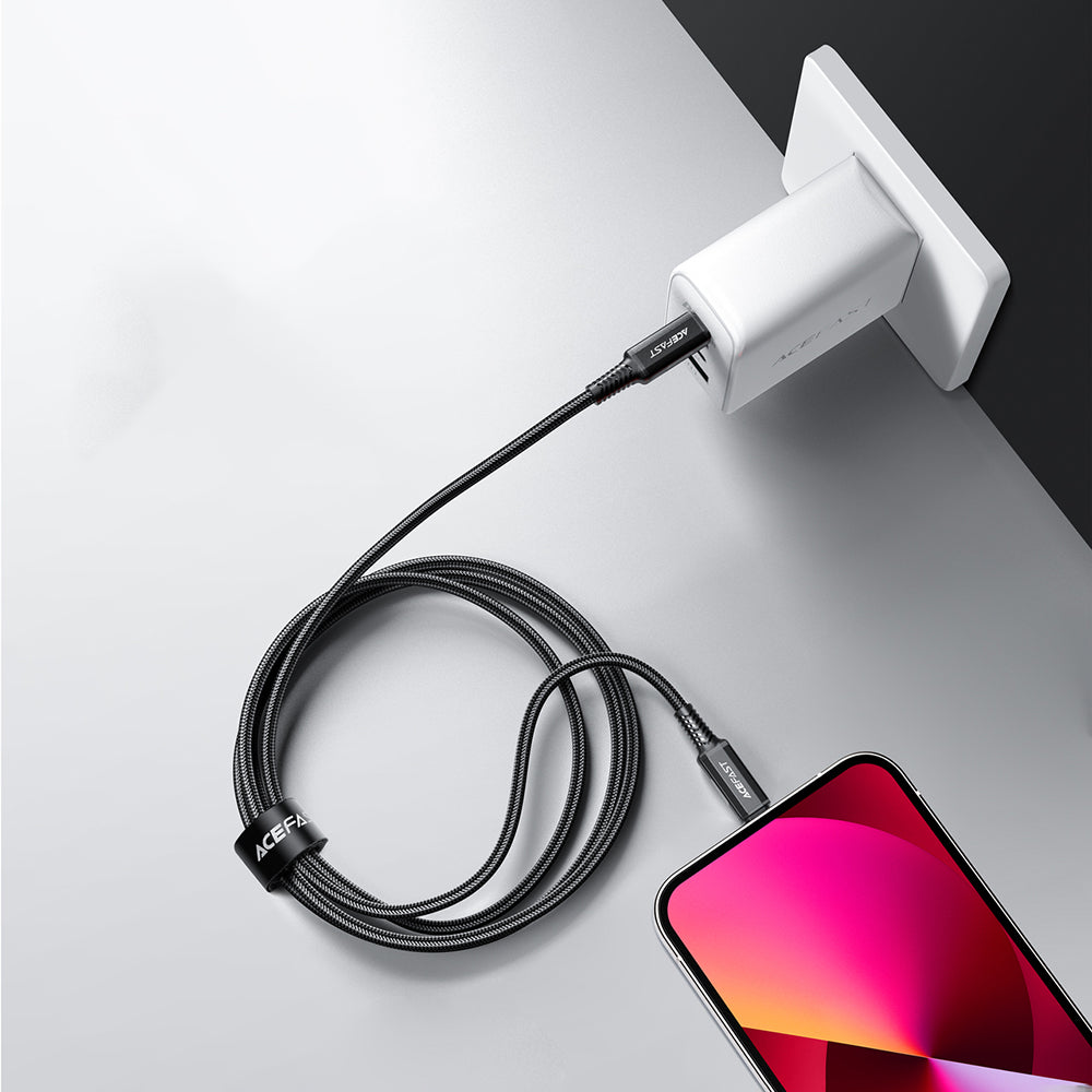 Acefast C4-01 laidas Lightning - USB-C PD 30W 3A 480Mb/s 1.8m - juodas