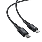 Acefast C4-01 laidas Lightning - USB-C PD 30W 3A 480Mb/s 1.8m - juodas