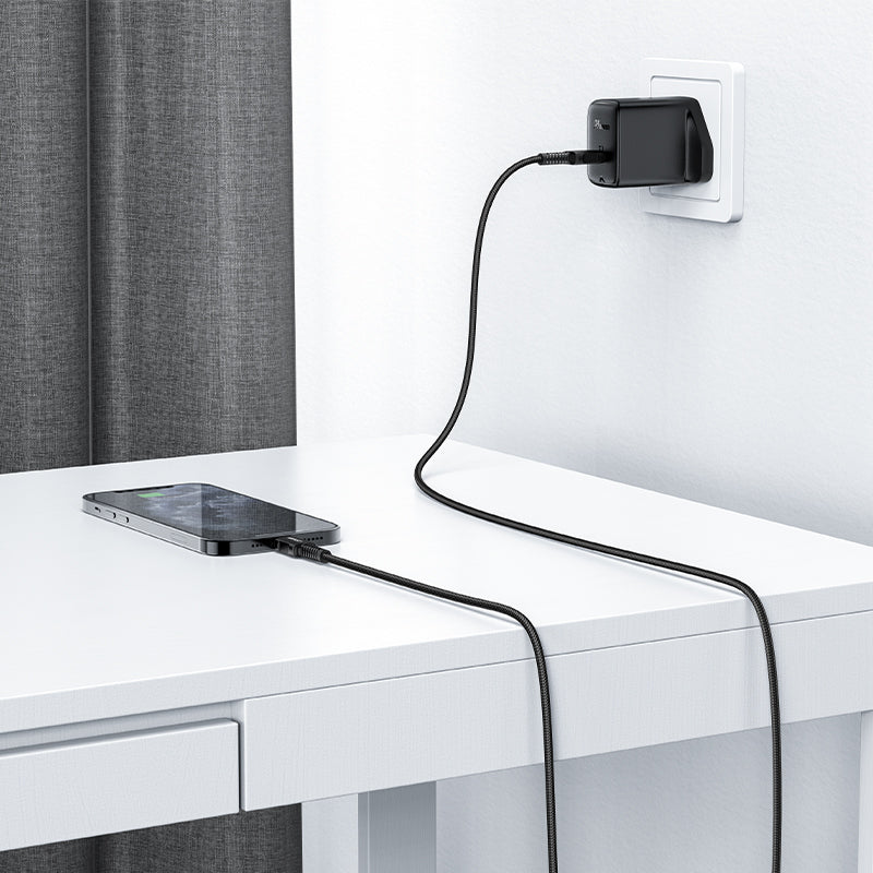 Acefast C4-01 laidas Lightning - USB-C PD 30W 3A 480Mb/s 1.8m - juodas