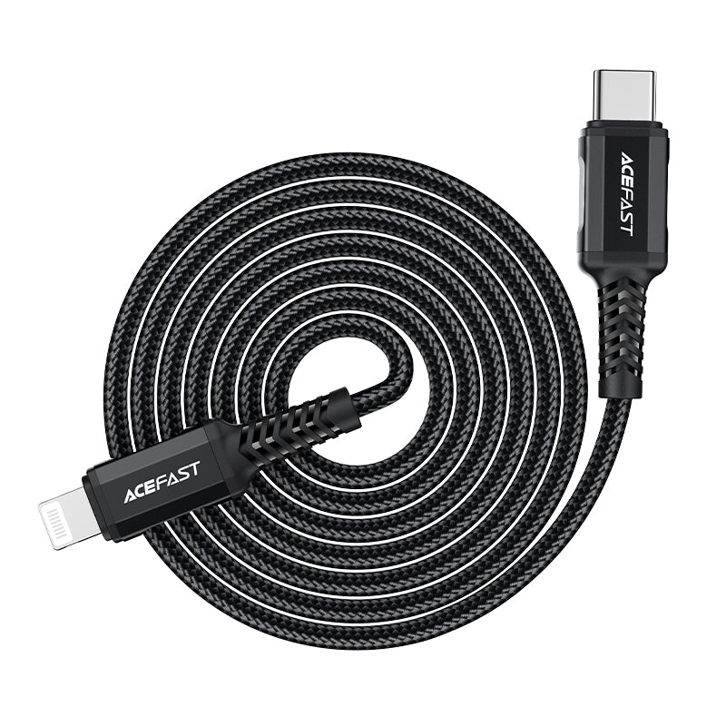 Acefast C4-01 laidas Lightning - USB-C PD 30W 3A 480Mb/s 1.8m - juodas