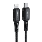 Acefast C4-01 laidas Lightning - USB-C PD 30W 3A 480Mb/s 1.8m - juodas