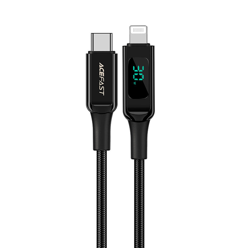 Acefast MFI laidas USB Type C - Lightning 1.2m, 30W, 3A juodas (C6-01 Black)