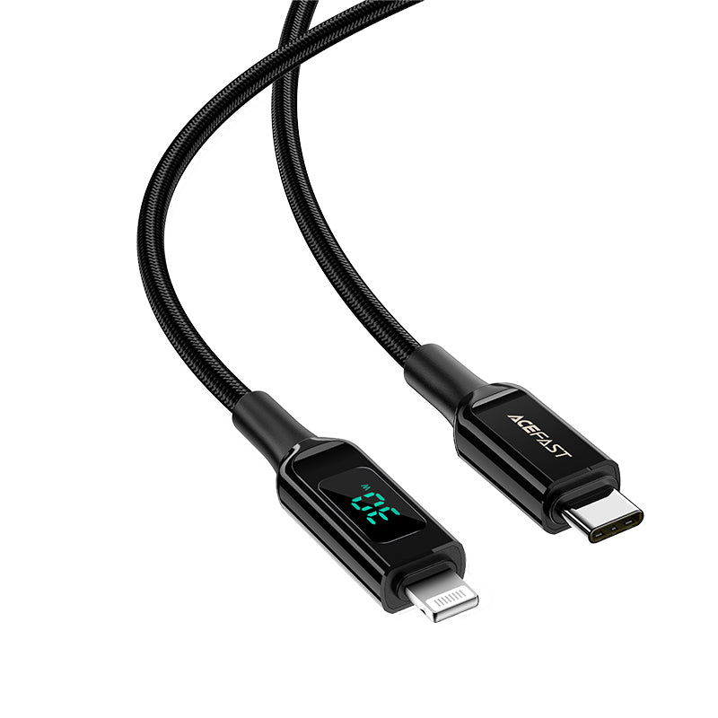 Acefast MFI laidas USB Type C - Lightning 1.2m, 30W, 3A juodas (C6-01 Black)