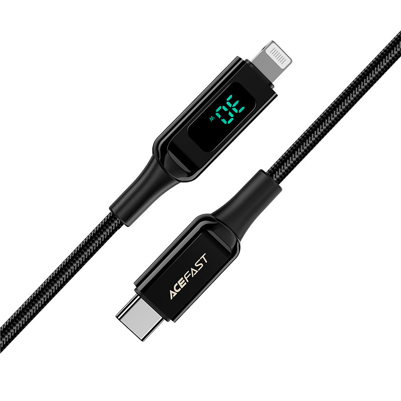Acefast MFI laidas USB Type C - Lightning 1.2m, 30W, 3A juodas (C6-01 Black)