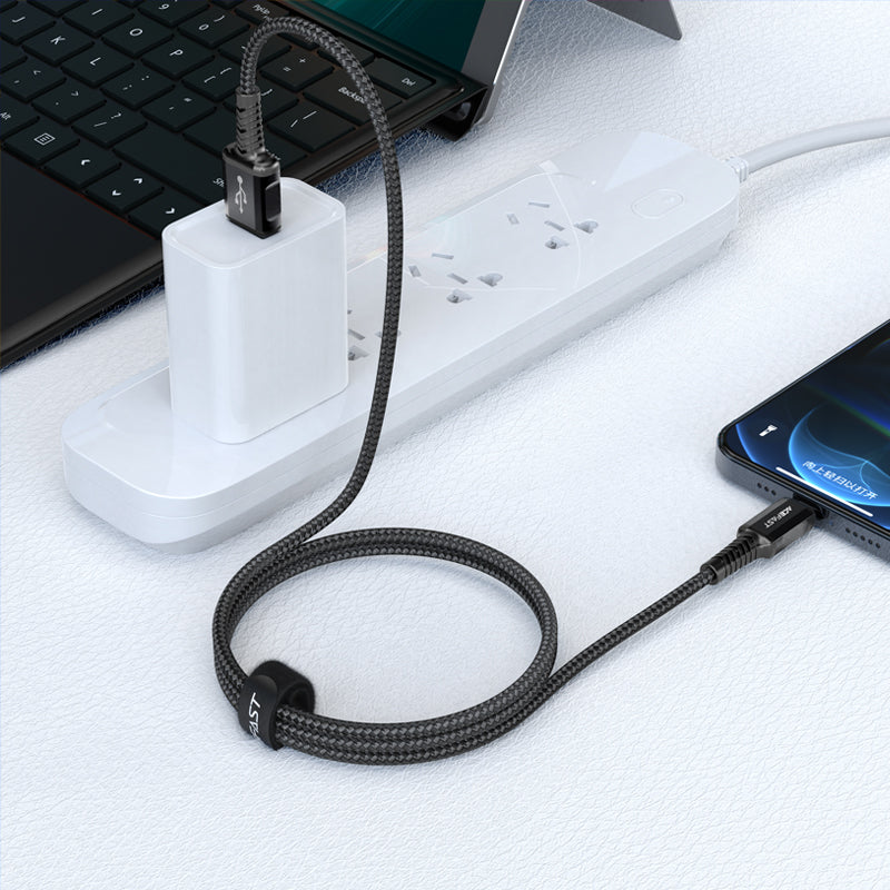 Acefast MFI laidas USB - Lightning 1.2m, 2.4A juodas (C1-02 black)