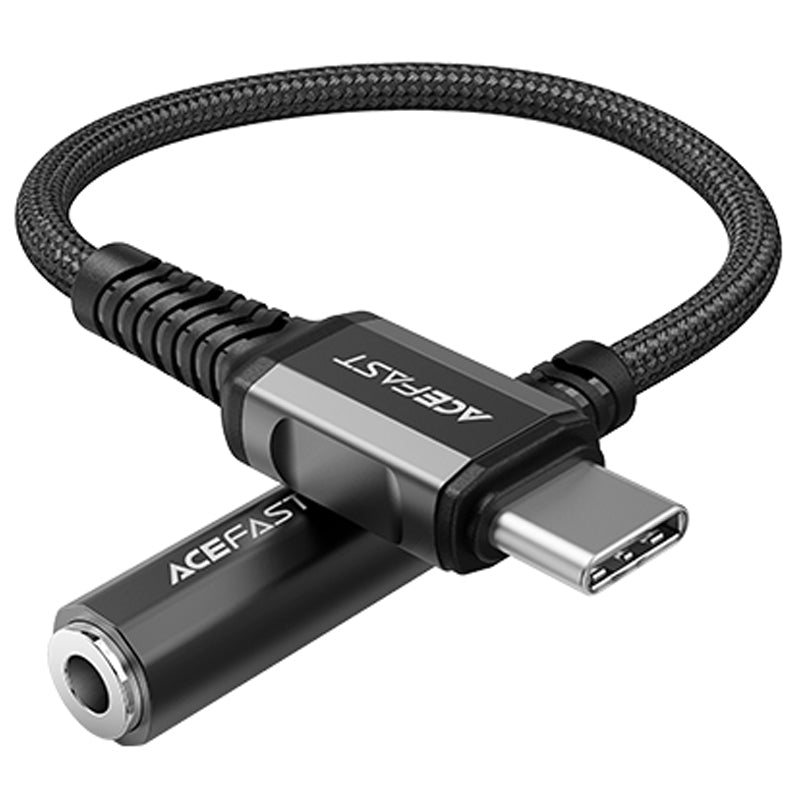 Acefast garso kabelis USB Type C - 3.5mm mini lizdas (moterys) 18cm, AUX juodas (C1-07 juodas) -- Audio Adapters