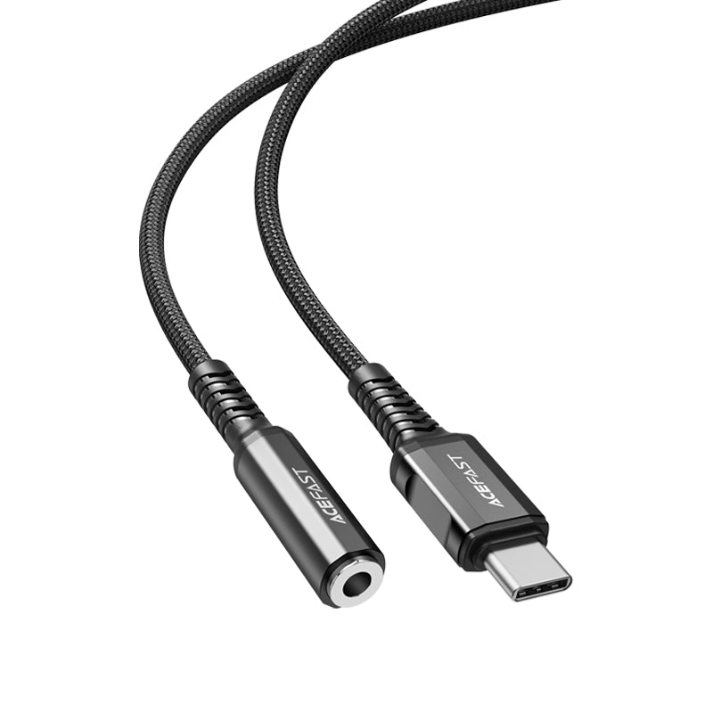 Acefast garso kabelis USB Type C - 3.5mm mini lizdas (moterys) 18cm, AUX juodas (C1-07 juodas) -- Audio Adapters