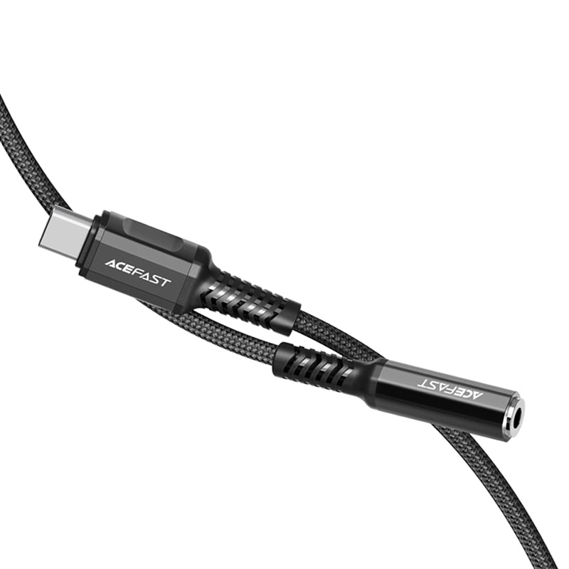 Acefast garso kabelis USB Type C - 3.5mm mini lizdas (moterys) 18cm, AUX juodas (C1-07 juodas) -- Audio Adapters