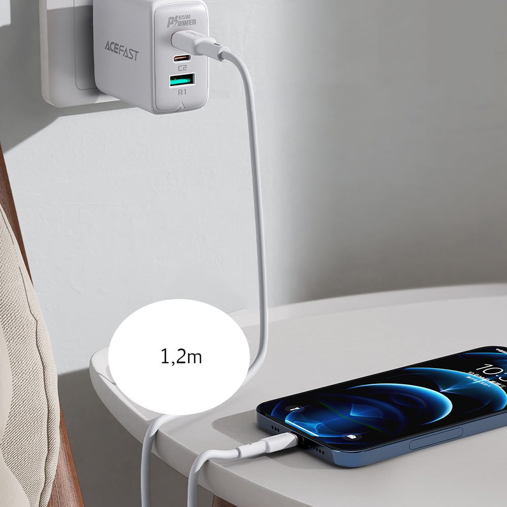 Acefast MFI USB-C - Lightning laidas 1.2 m, 30W, 3A, juodas (C2-01 black)