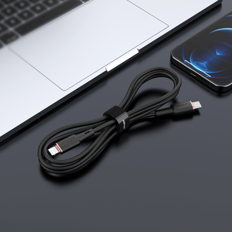 Acefast MFI USB-C - Lightning laidas 1.2 m, 30W, 3A, juodas (C2-01 black)